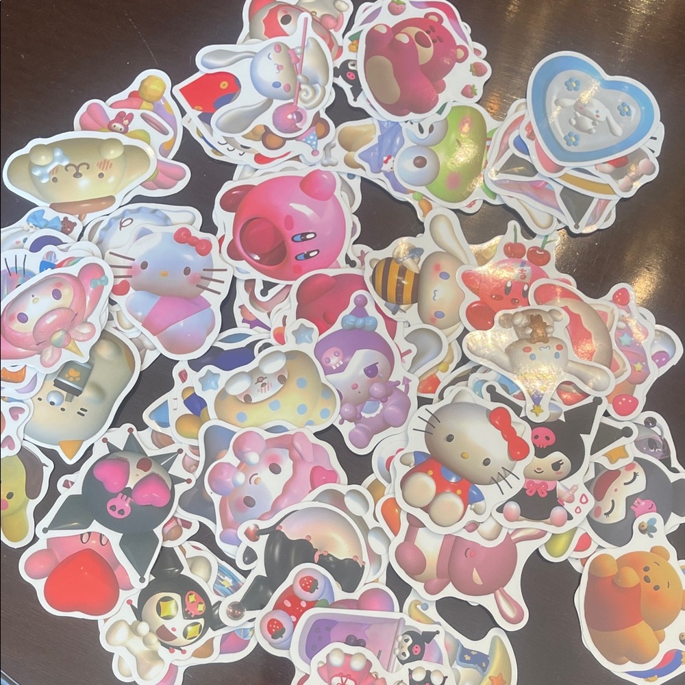 120 assorted hello kitty Kirby and friends vinyl stickers new